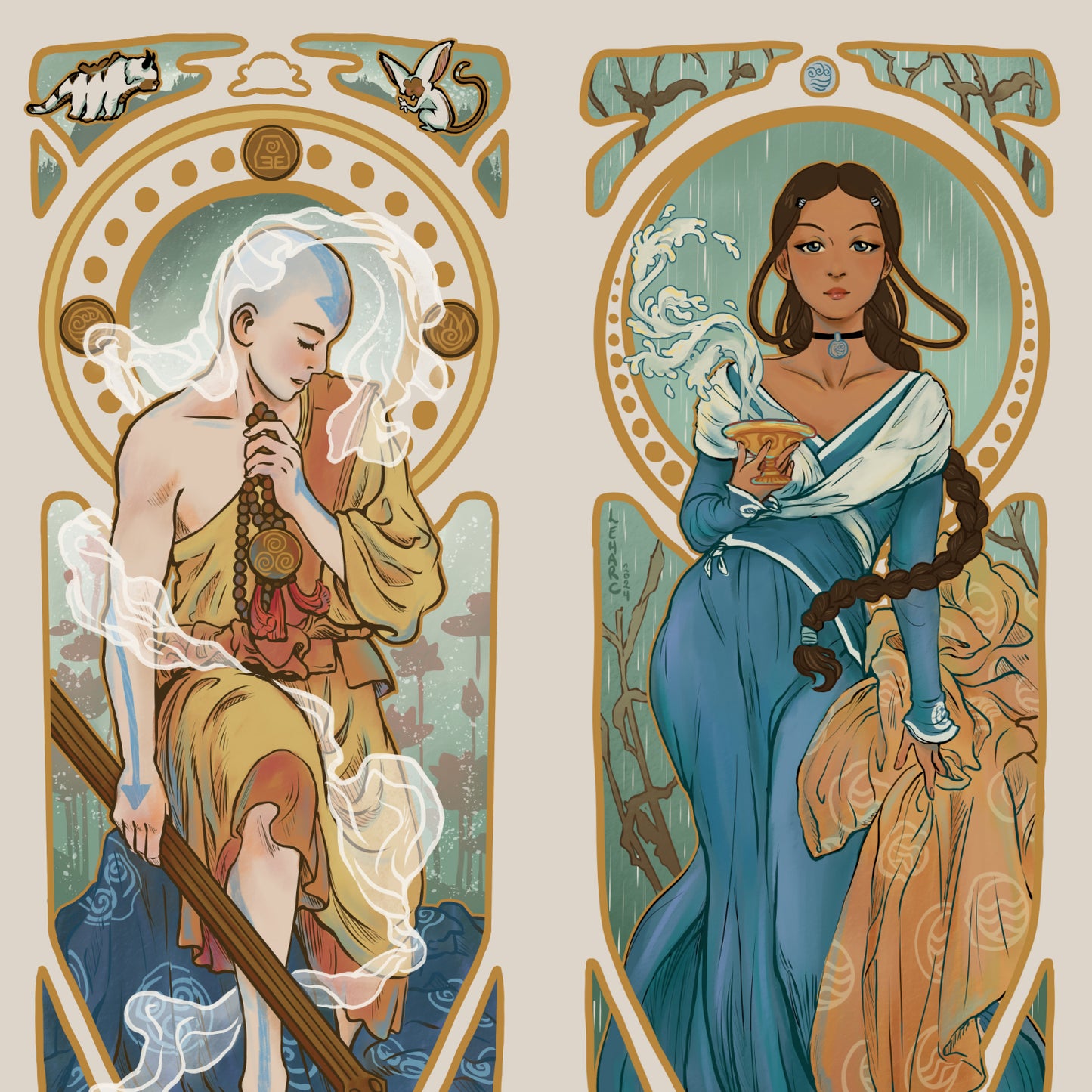 Art Nouveau Characters • Elegant Elements • Fine Art Print