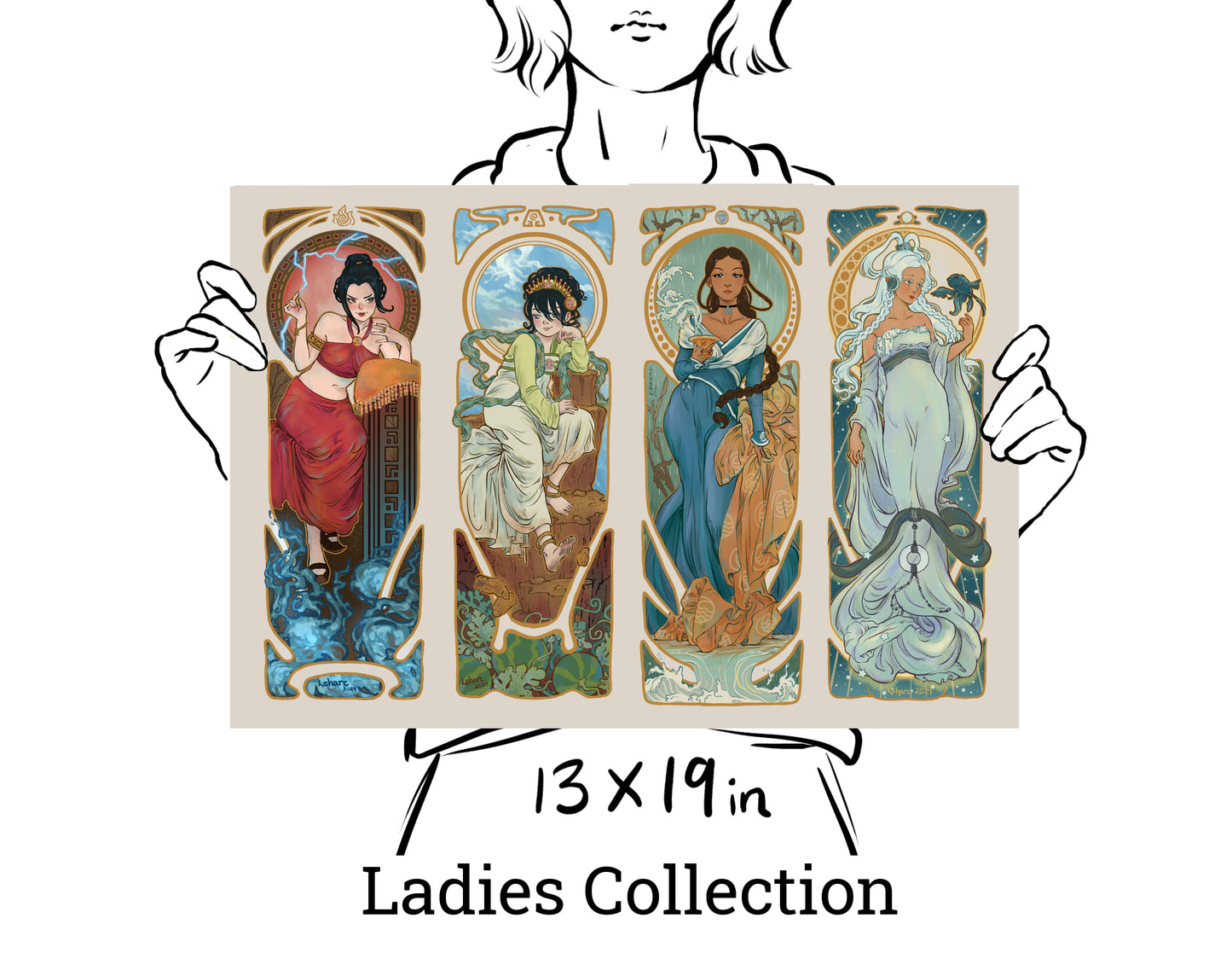Art Nouveau Characters • Elegant Elements • Fine Art Print
