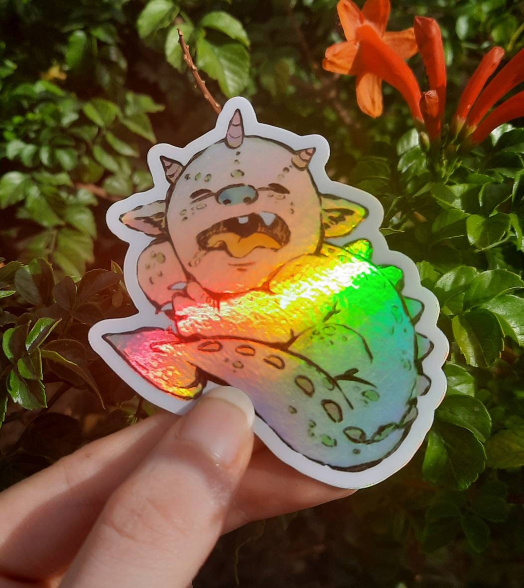 Sleepy Baby Dragon Vinyl decal STICKER • 3 inch • Holo, waterproof, scratchproof