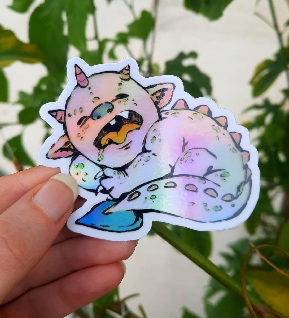 Sleepy Baby Dragon Vinyl decal STICKER • 3 inch • Holo, waterproof, scratchproof