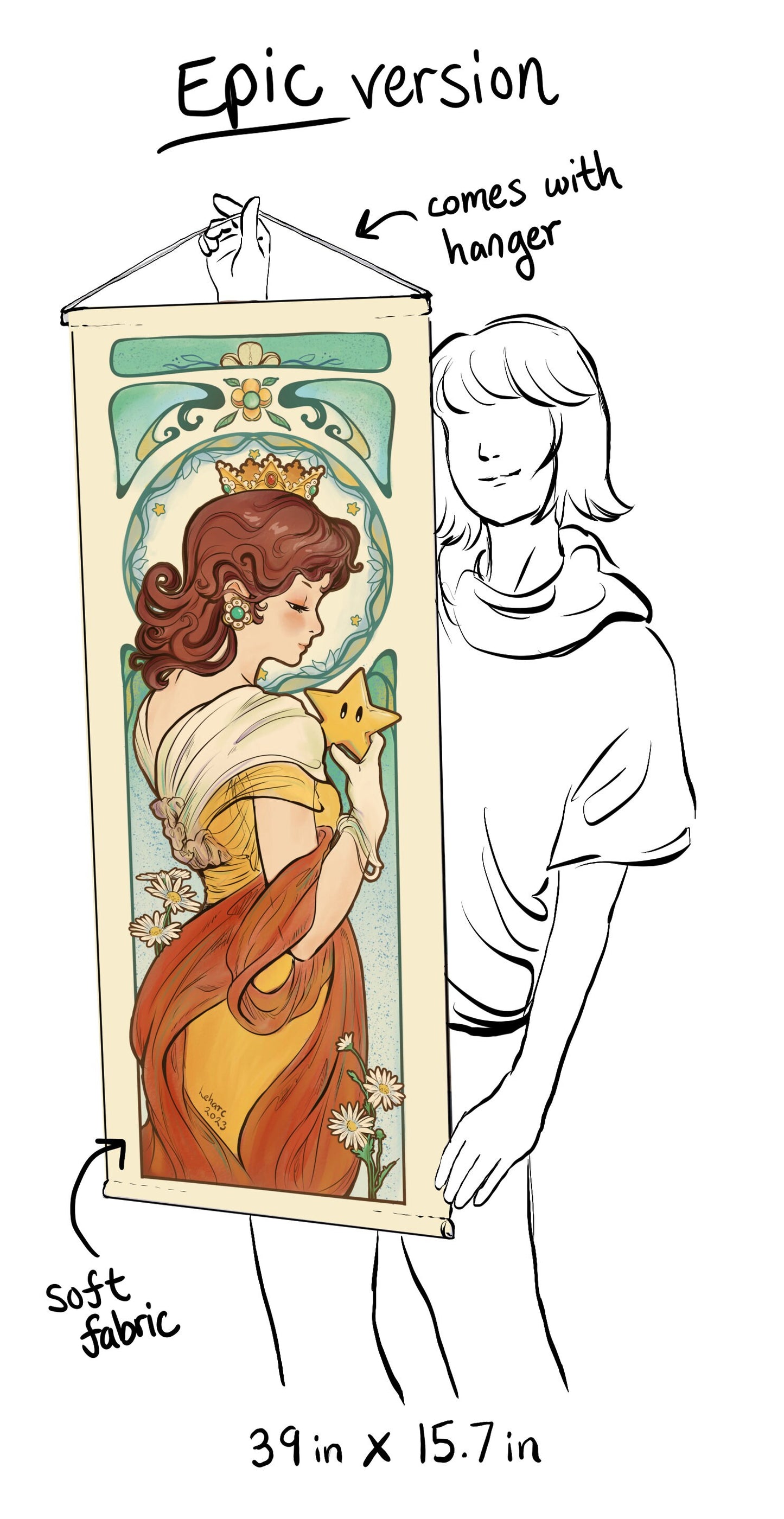Fabric Wall Scroll • Art Elves • Knight and Maiden