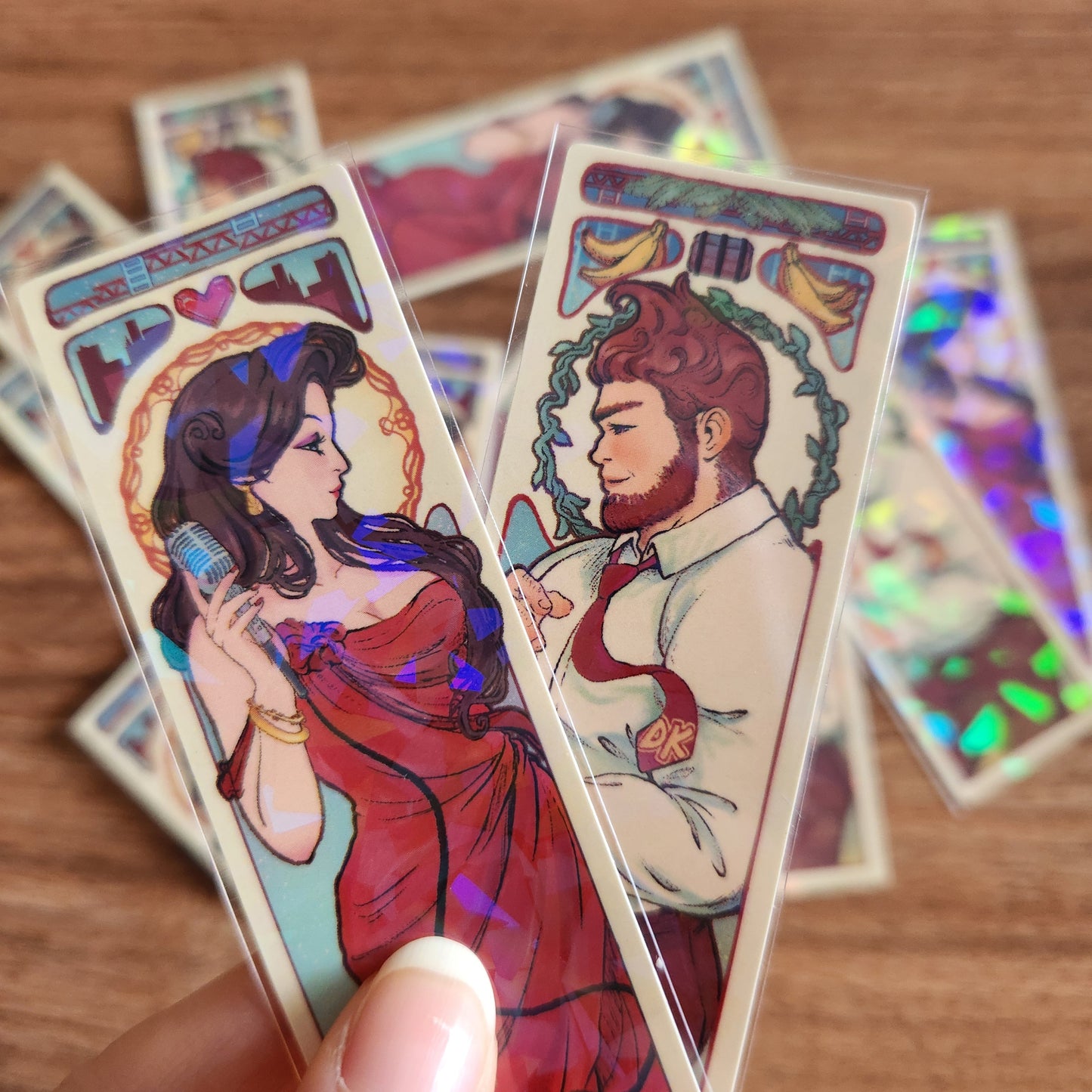 Art Nouveau Singer • Elegant Woman and Gentleman • Holographic Stickers