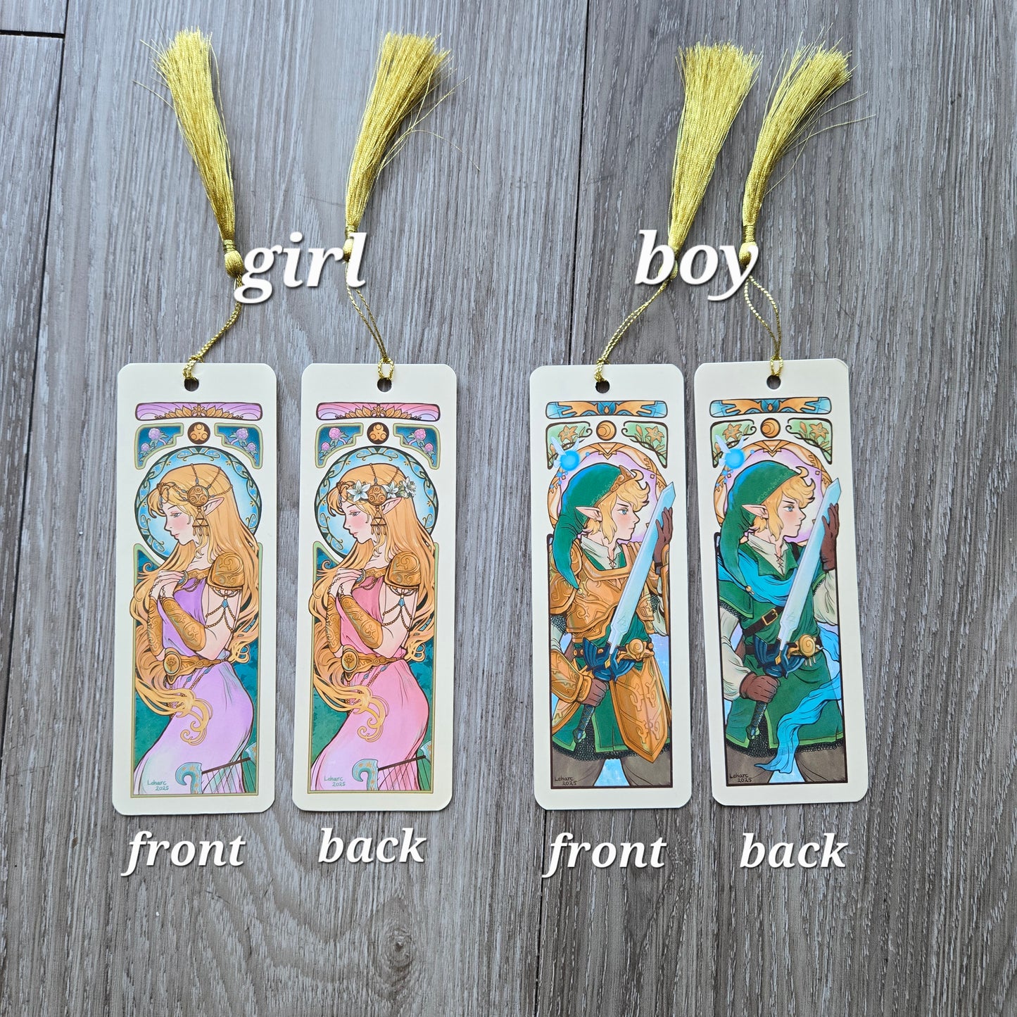 Bookmarks • Art Nouveau Elves • Princess and Knight • Squire and Maiden