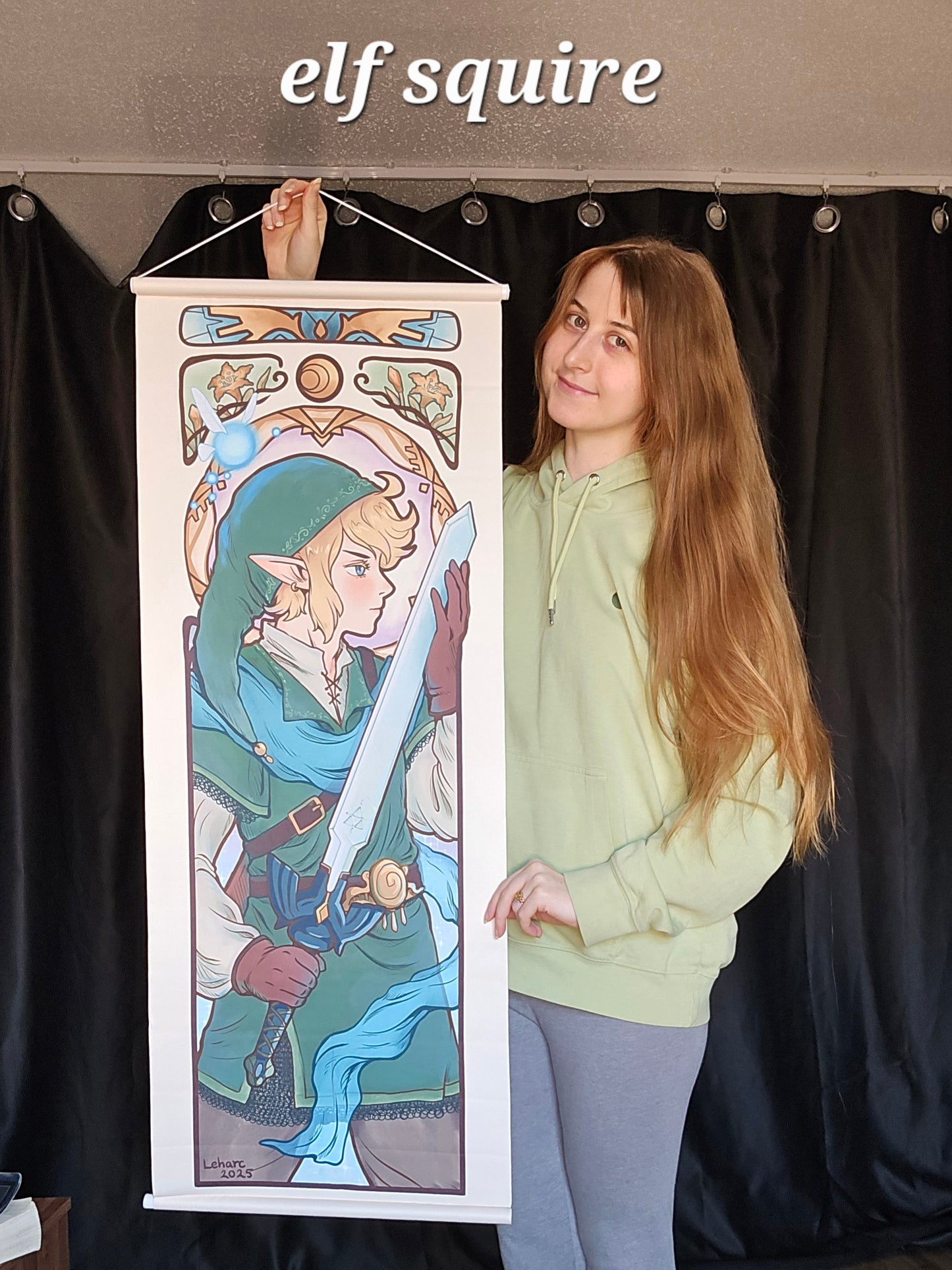 Fabric Wall Scroll • Art Elves  • Knight and Maiden