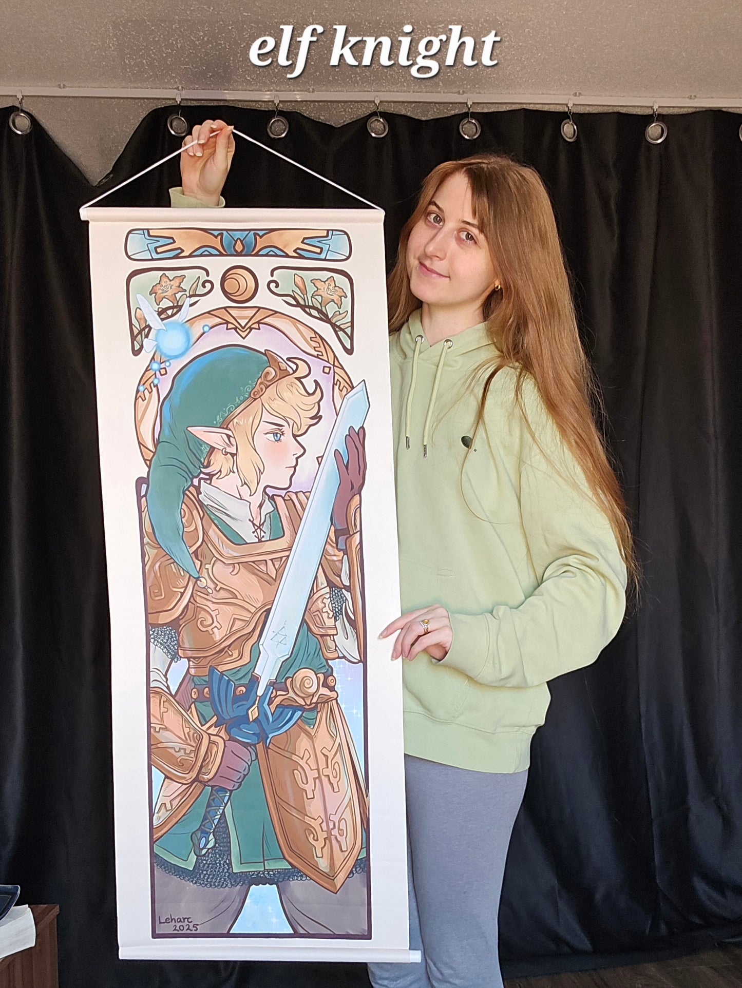 Fabric Wall Scroll • Art Elves  • Knight and Maiden