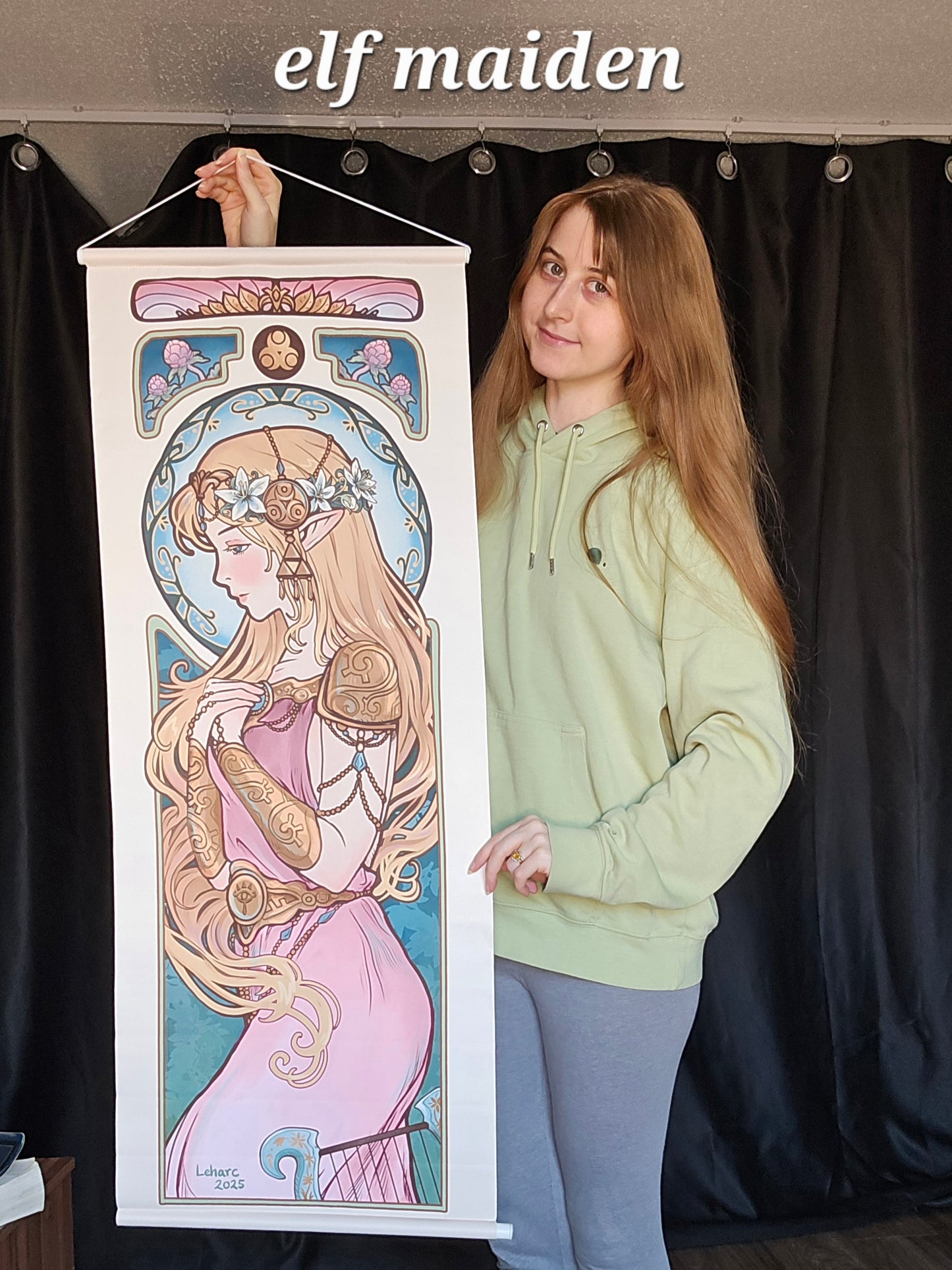 Fabric Wall Scroll • Art Elves  • Knight and Maiden