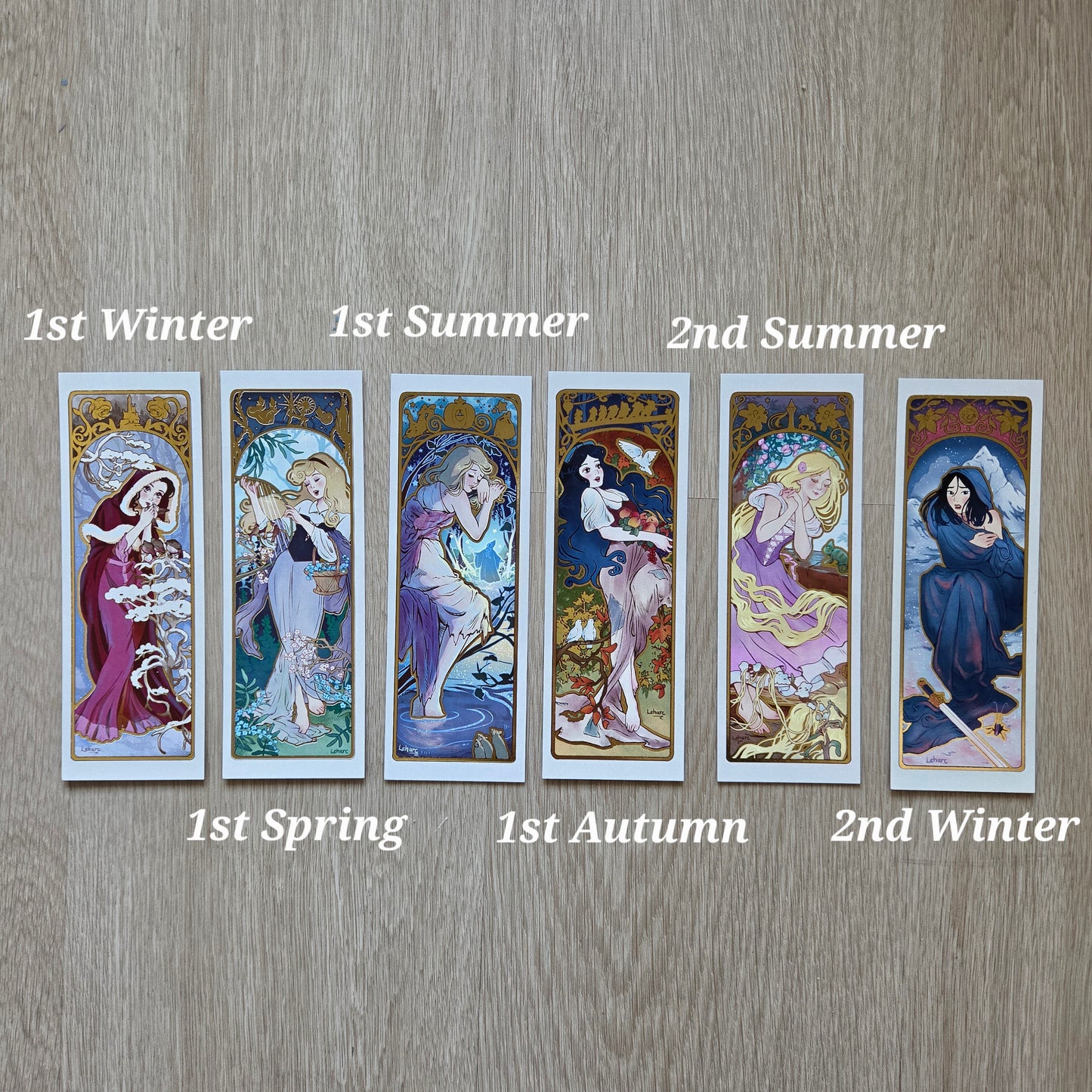 Golden Bookmarks • Four Seasons Princesses • Art Nouveau Fairy Tale