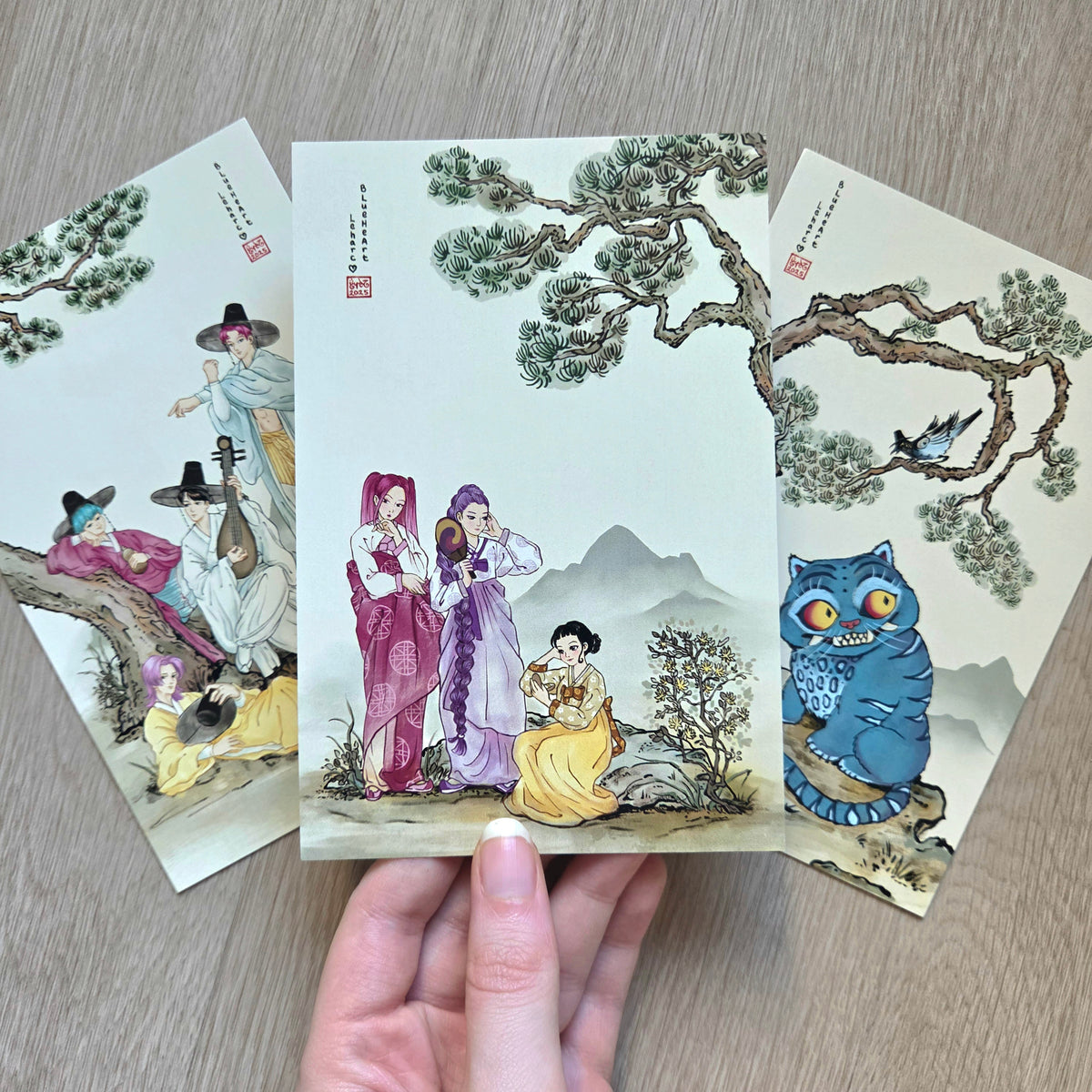 Postcards • Korean Hanbok & Tiger • Collectable Art