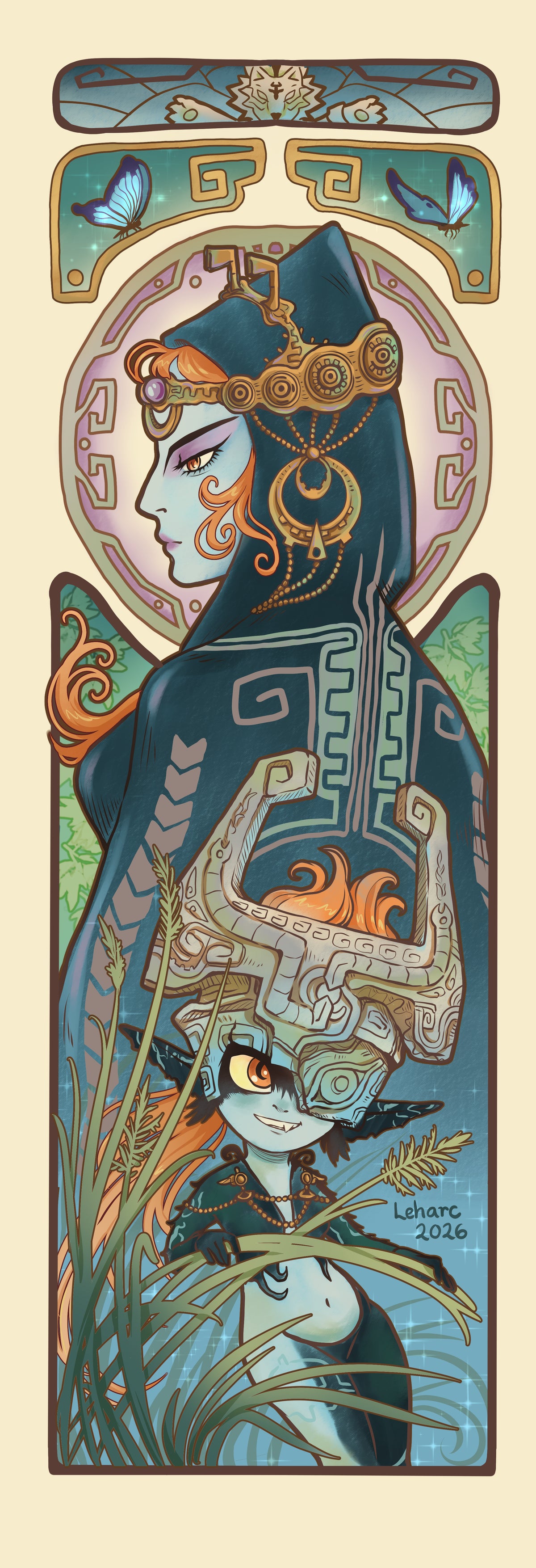 Art Nouveau Elves • Knight and Maiden • Fine Art Print