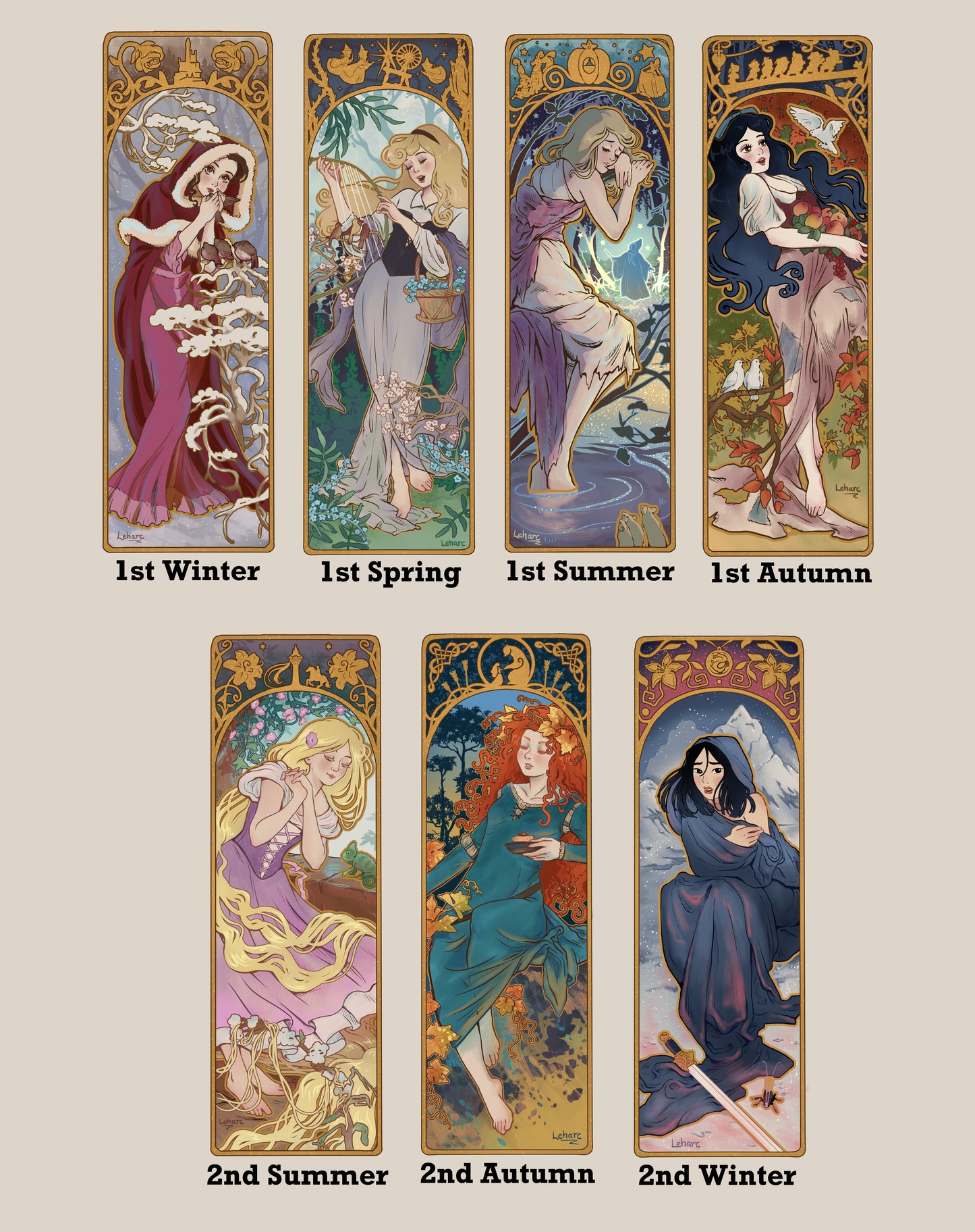 Four Seasons Princesses • Art Nouveau Fairy Tale • Fine Art Print