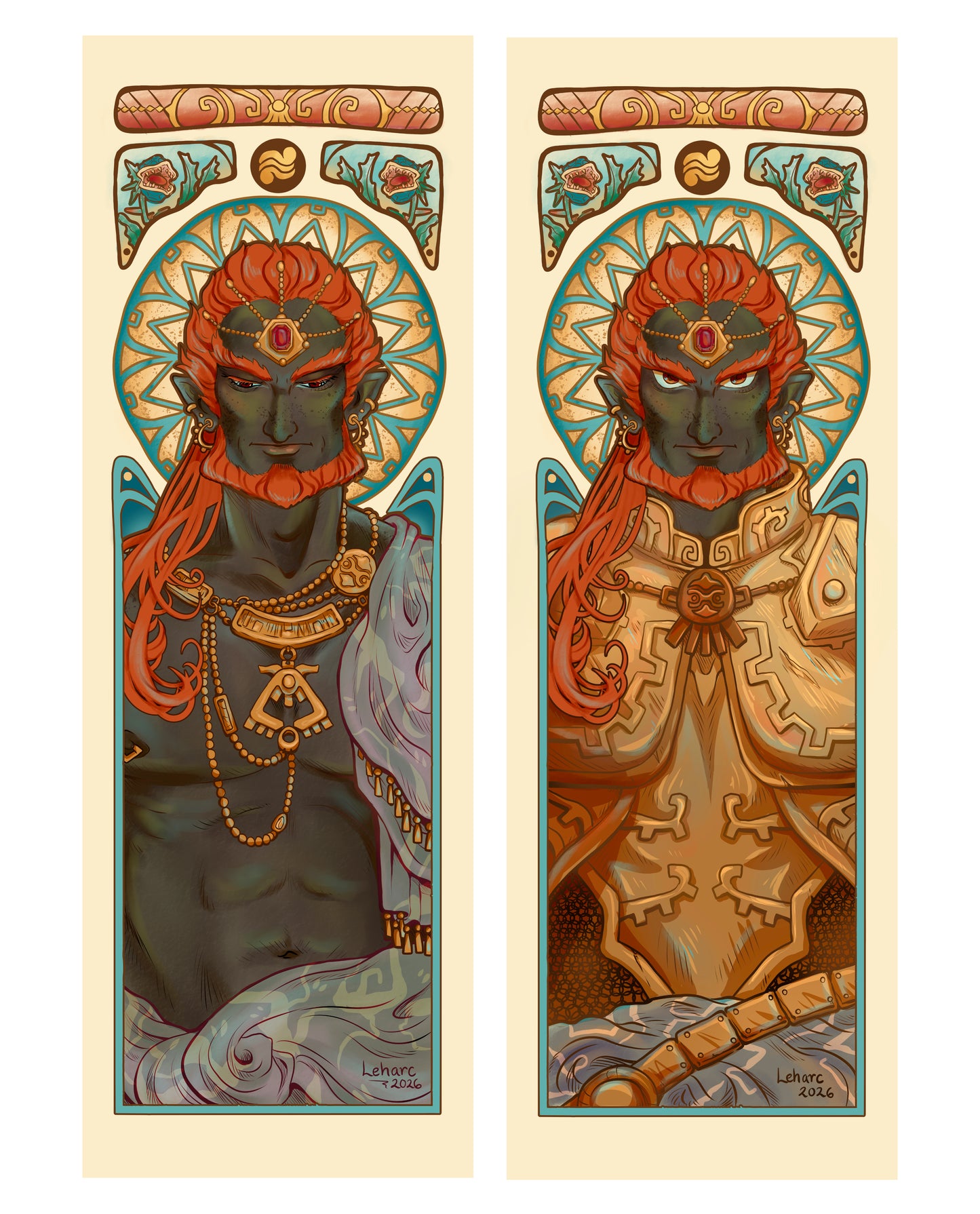 Art Nouveau Elves • Knight and Maiden • Fine Art Print