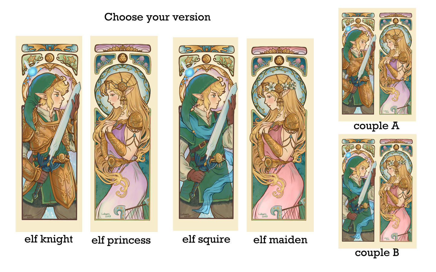 Art Nouveau Elves • Knight and Maiden • Fine Art Print