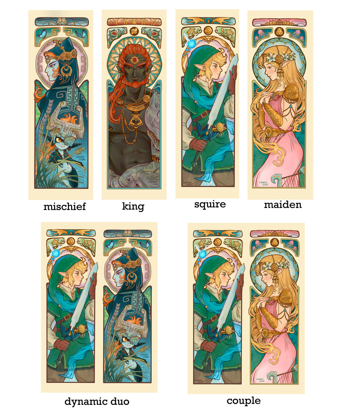 Art Nouveau Elves • Knight and Maiden • Fine Art Print