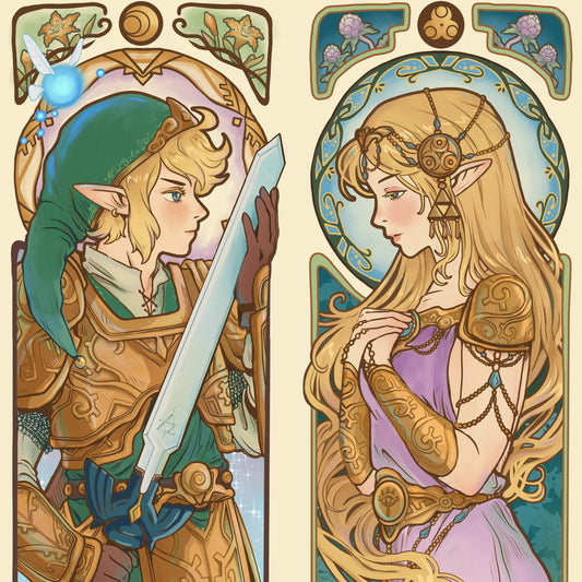 Art Nouveau Elves • Knight and Maiden • Fine Art Print