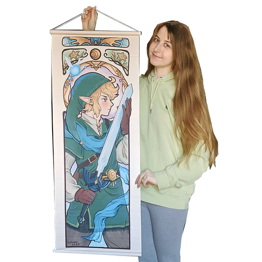 Fabric Wall Scroll • Art Elves  • Knight and Maiden
