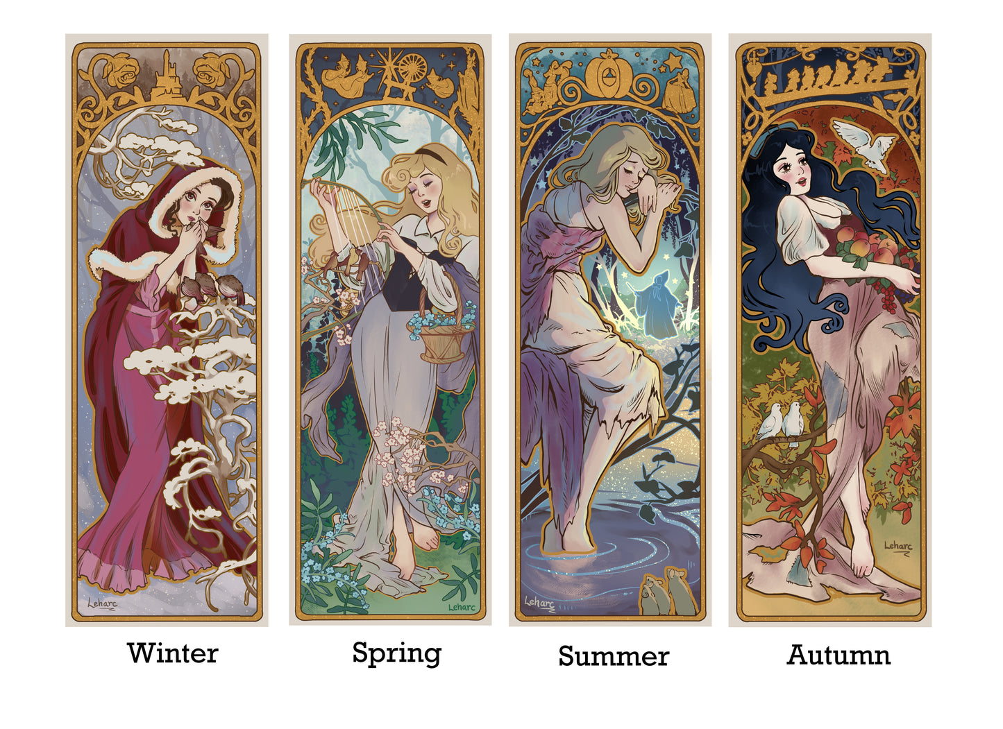 Four Seasons Princesses • Art Nouveau Fairy Tale • Fine Art Print